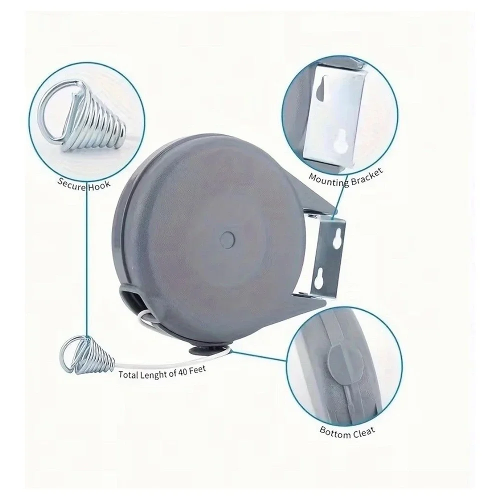 Retractable Clothesline Heavy Duty Retracting Clothes Line Outdoor/Indoor [C]